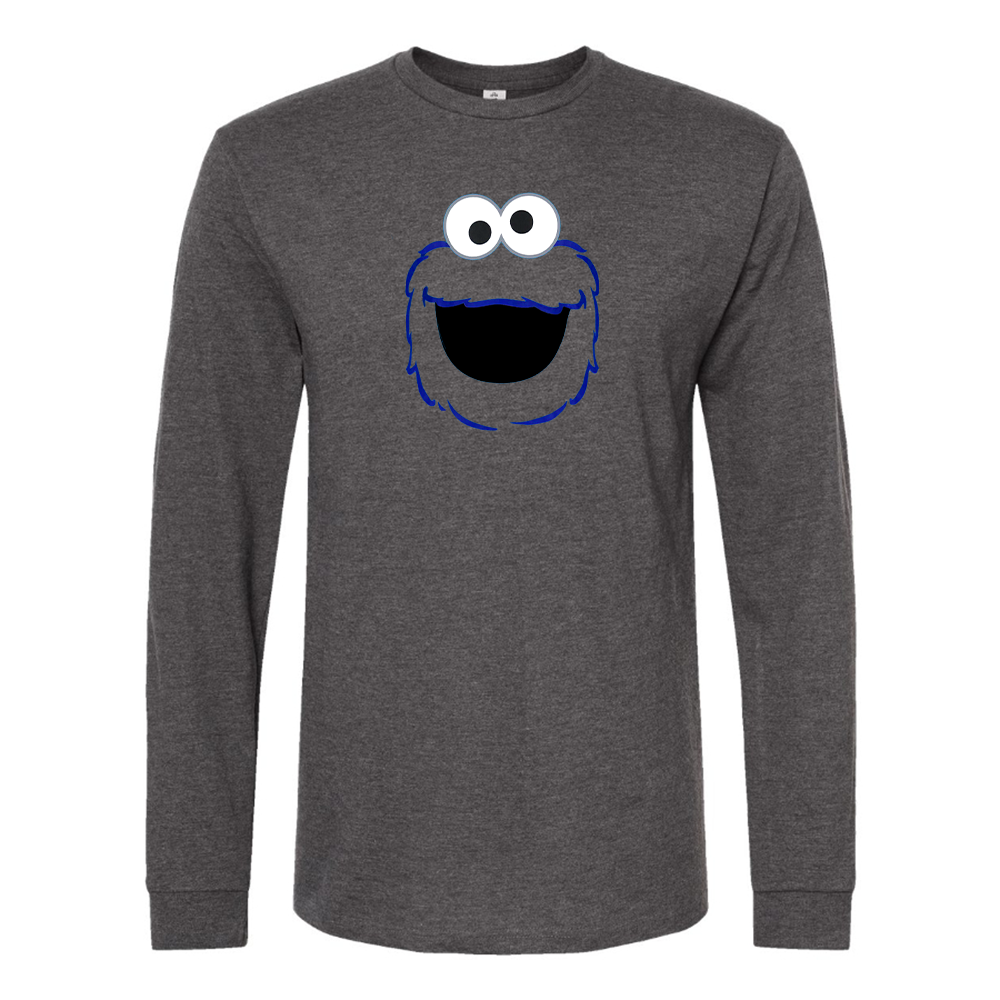 Men's Sesame Street Cookie Monster face Long sleeves T-Shirt