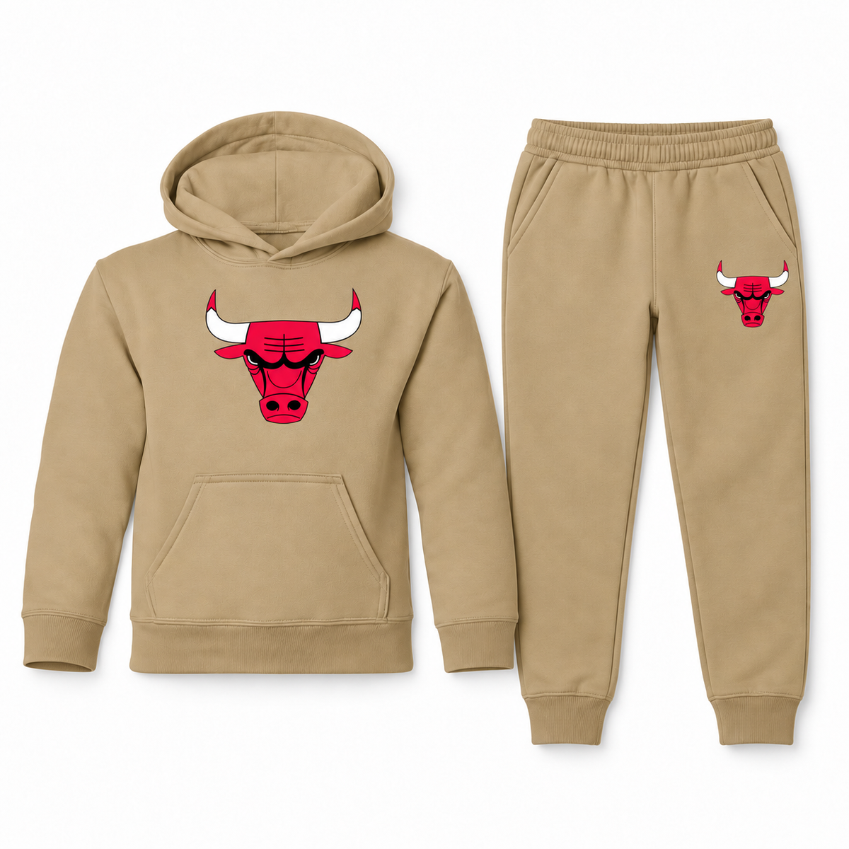 Chicago Bulls youth hoodie and jogger set in Khaki