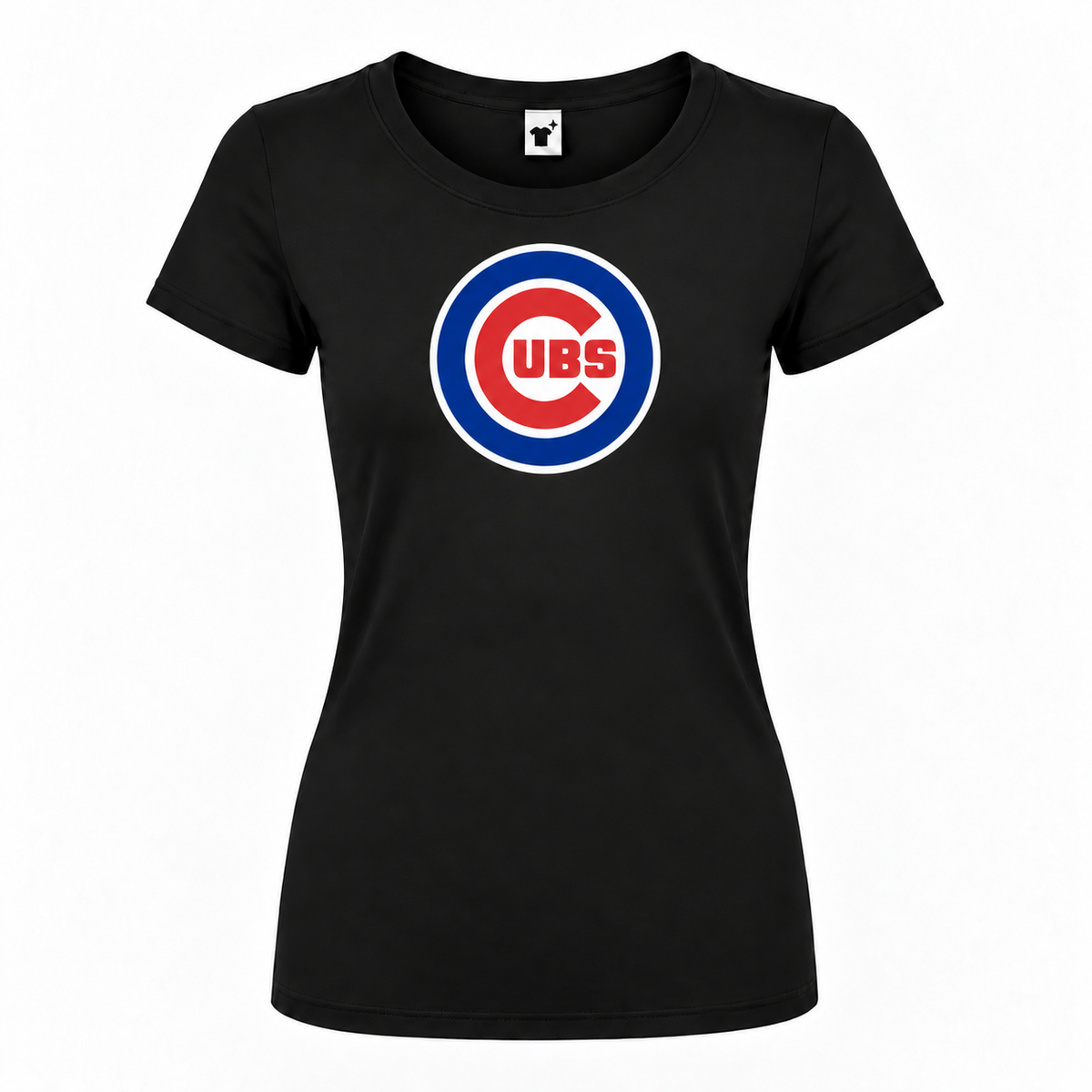 Women's Chicago Cubs Round Neck T-Shirt - Black