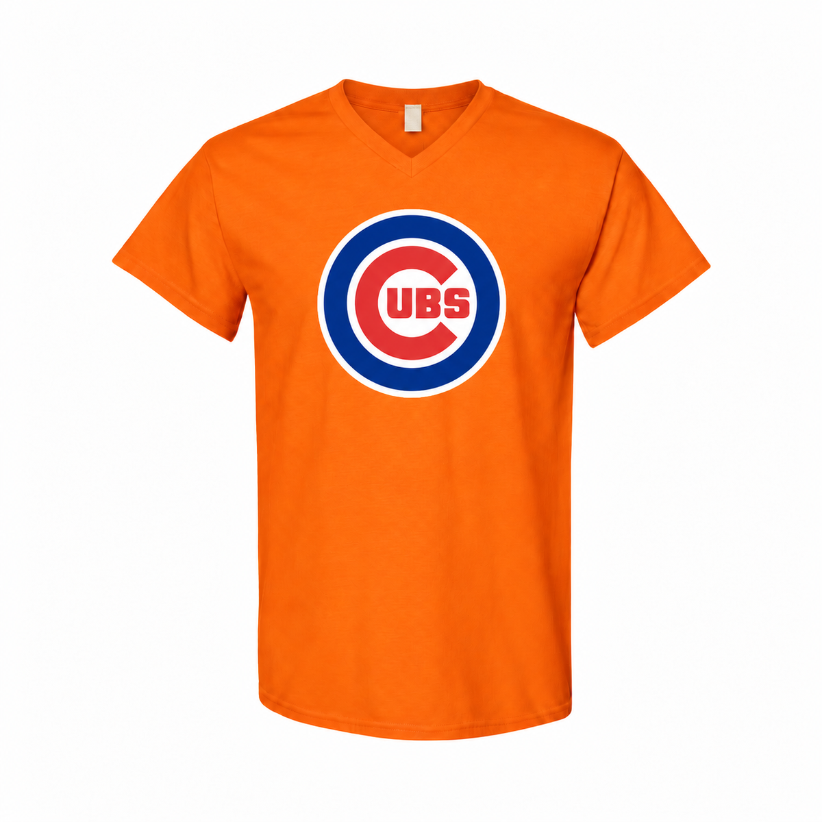Chicago Cubs men's cotton V-neck T-shirt in orange