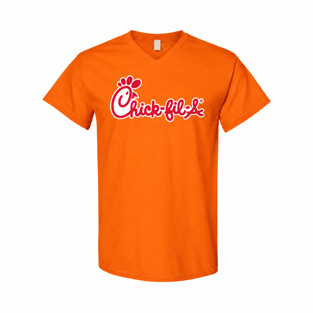 Chick-fil-A men's cotton V-neck T-shirt in orange