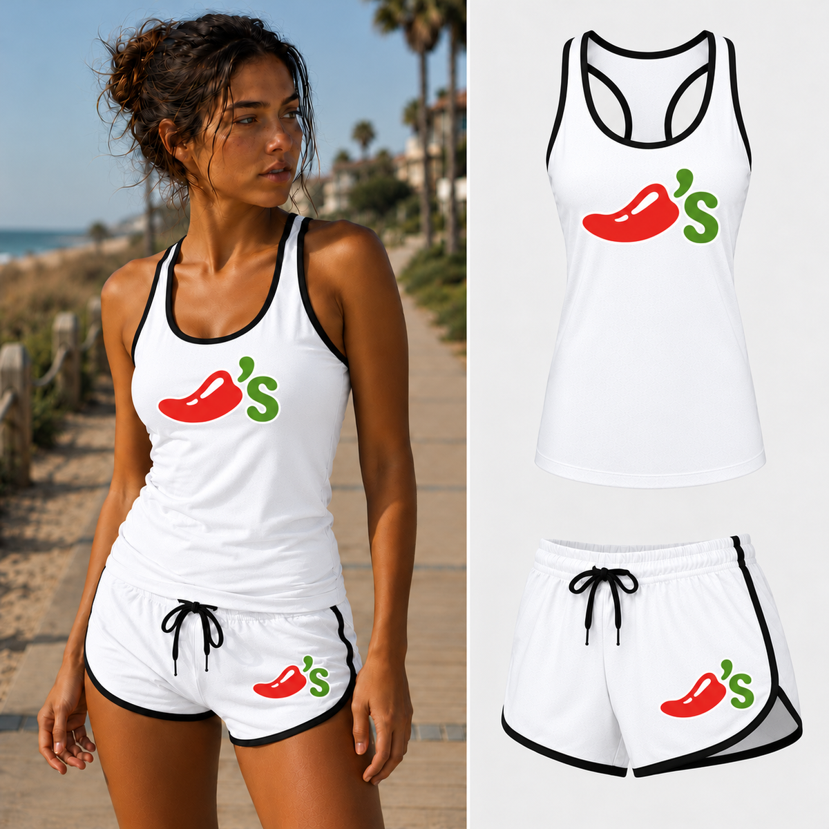 Women's Chili's tank top and shorts set in White