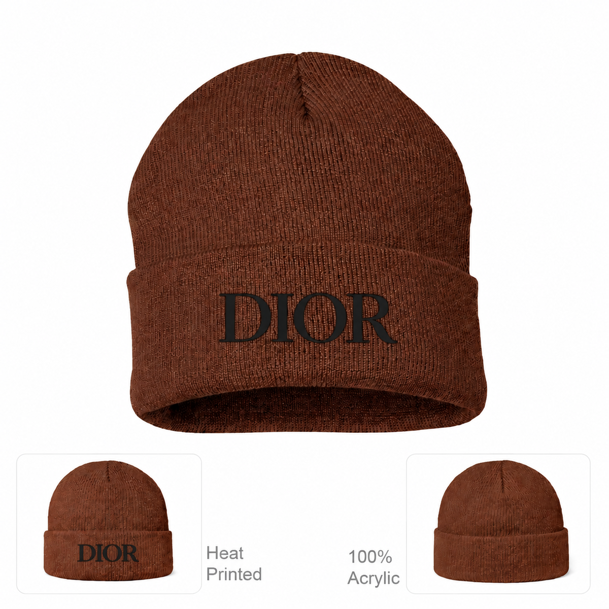 Black DIOR design beanie, Brown