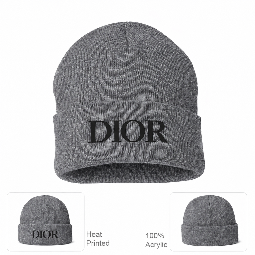 Black DIOR design beanie, Grey