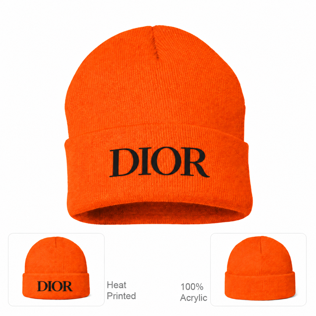 Black DIOR design beanie, Orange