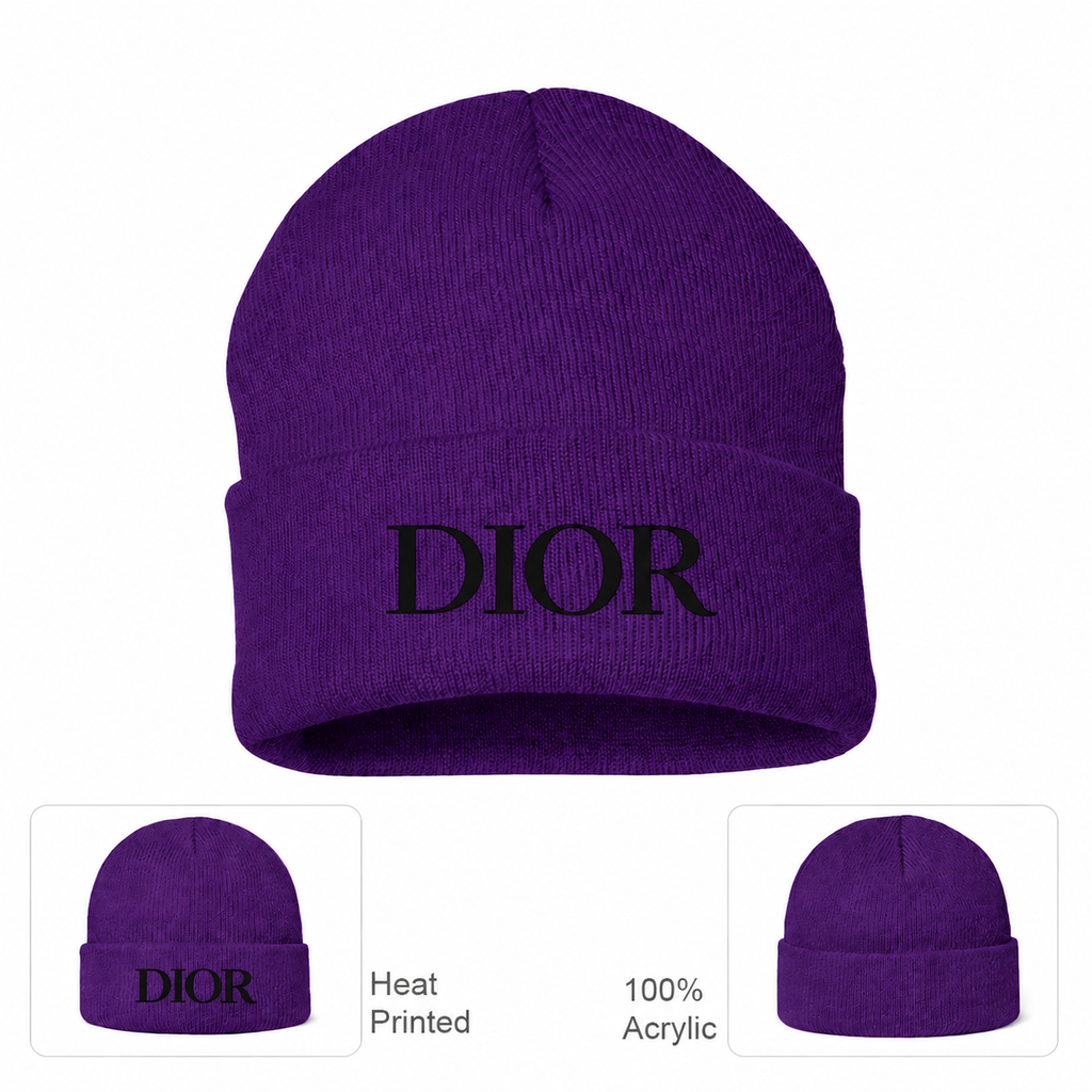Black DIOR design beanie, Purple