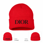 Black DIOR design beanie, Red