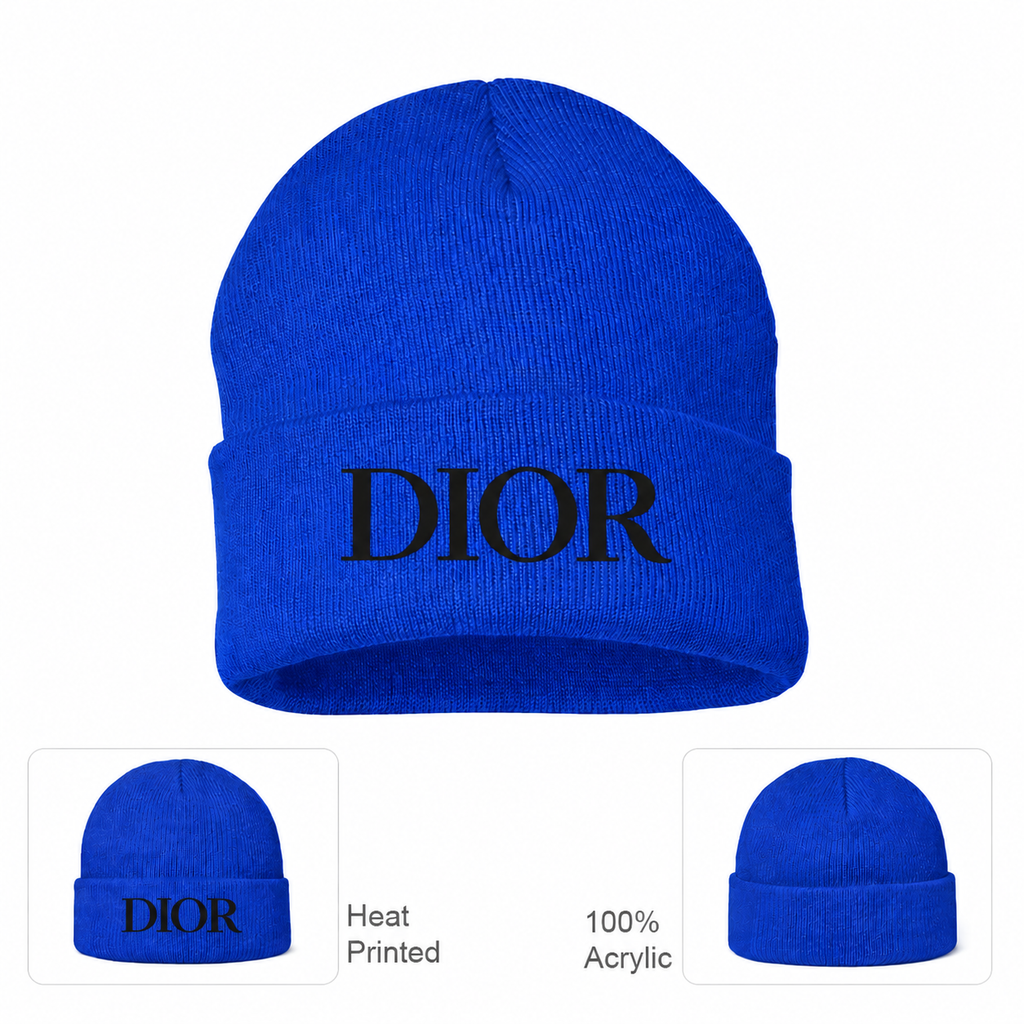Black DIOR design beanie, Royal Blue