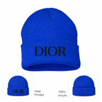 Black DIOR design beanie, Royal Blue