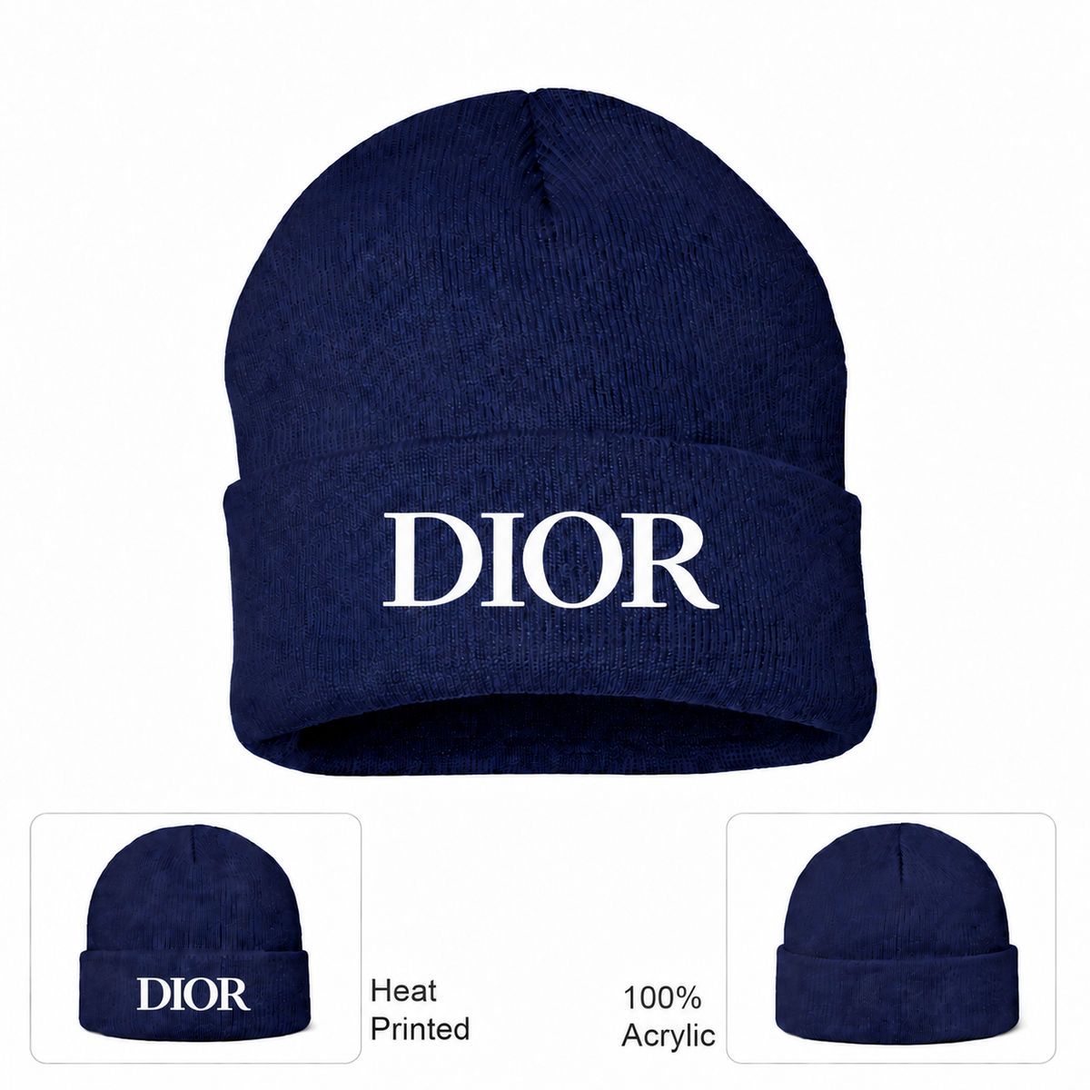 Dior beanie in Navy with white DIOR lettering