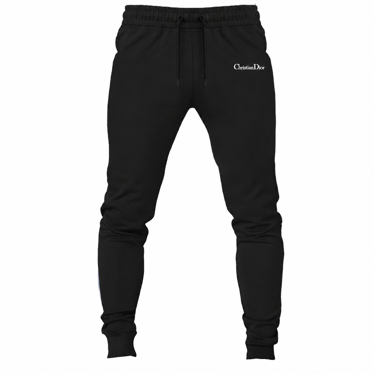 Men's Dior Black Joggers Sweatpants in Black with white ChristianDior lettering
