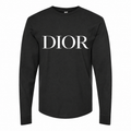 Men's Dior Long Sleeve Cotton-Blend T-Shirt in Black with white DIOR lettering