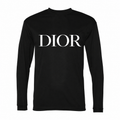 Men's Dior Polyester Long Sleeve T-Shirt in Black with white DIOR lettering