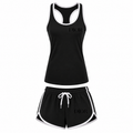 Women's black DIOR design tank top and shorts set, Black