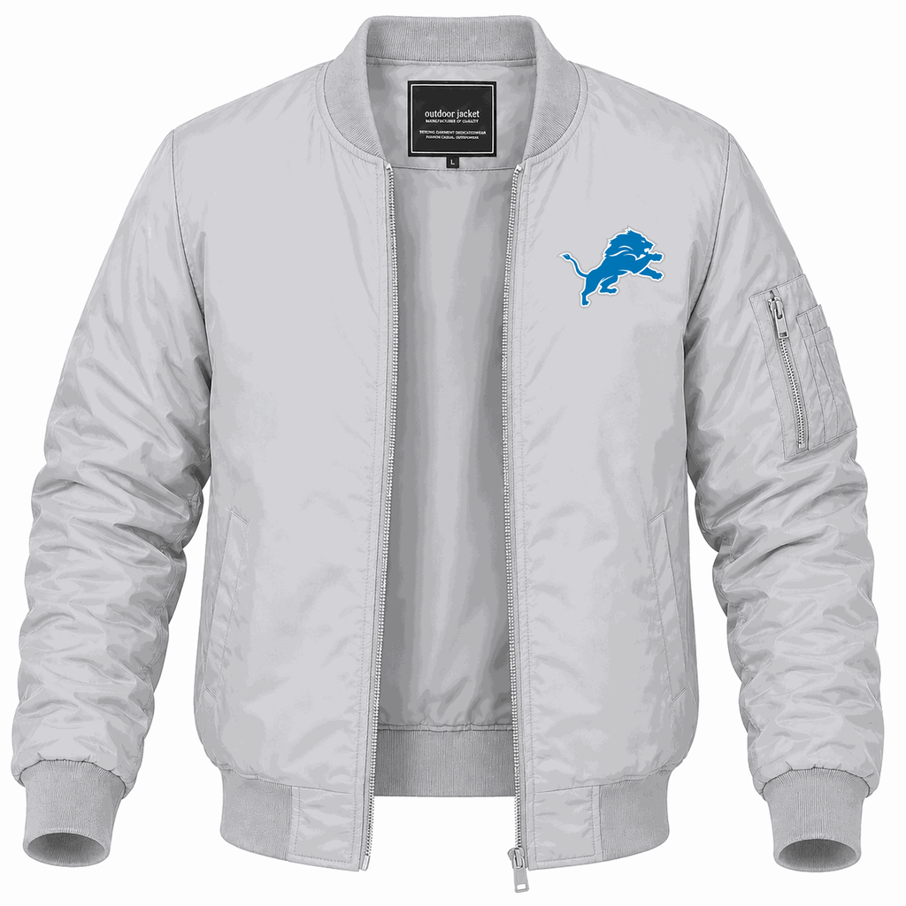 Men's Detroit Lions Lightweight Bomber Jacket - Gray