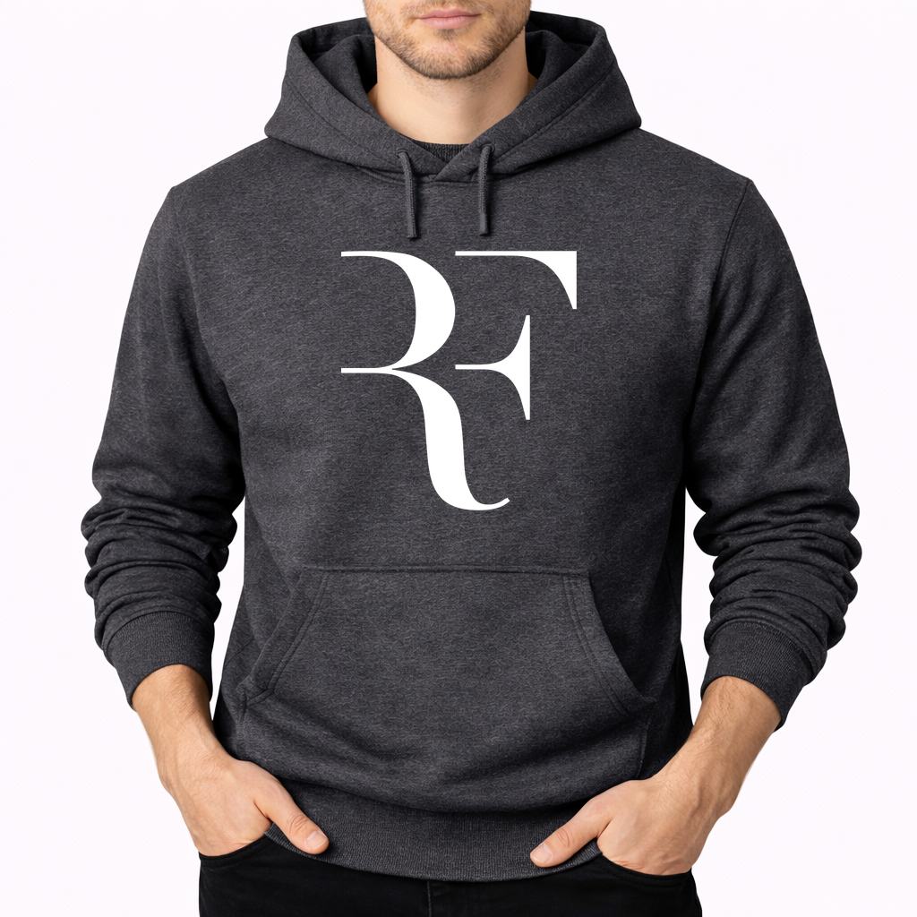 Men's Roger-Federer--white Pullover Hoodie - Charcoal