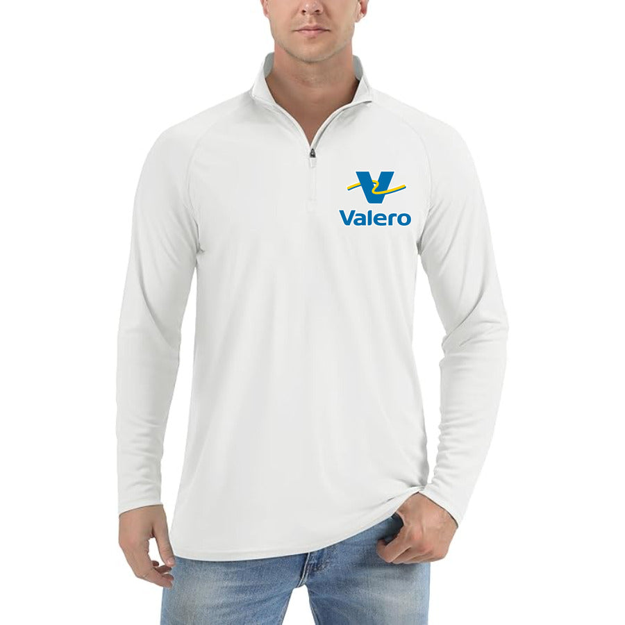 Valero Gas Station Logo quarter-zip athletic shirt in White
