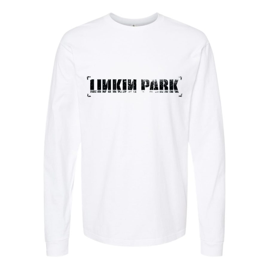 Men's Linkin-Park-Logo-768x432 Long sleeves Cotton Blend T-Shirt - White