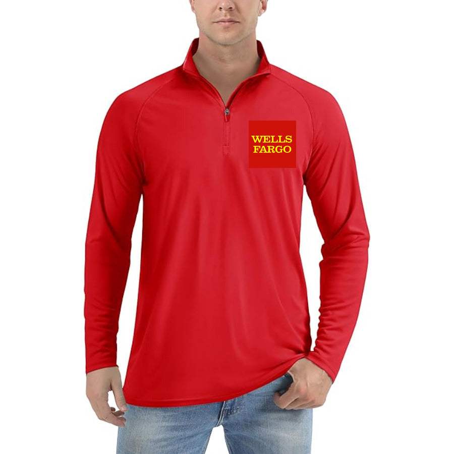 wells fargo logo quarter-zip athletic shirt in Red