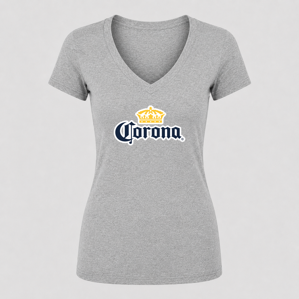 Women's Corona V Neck T-Shirt in gray