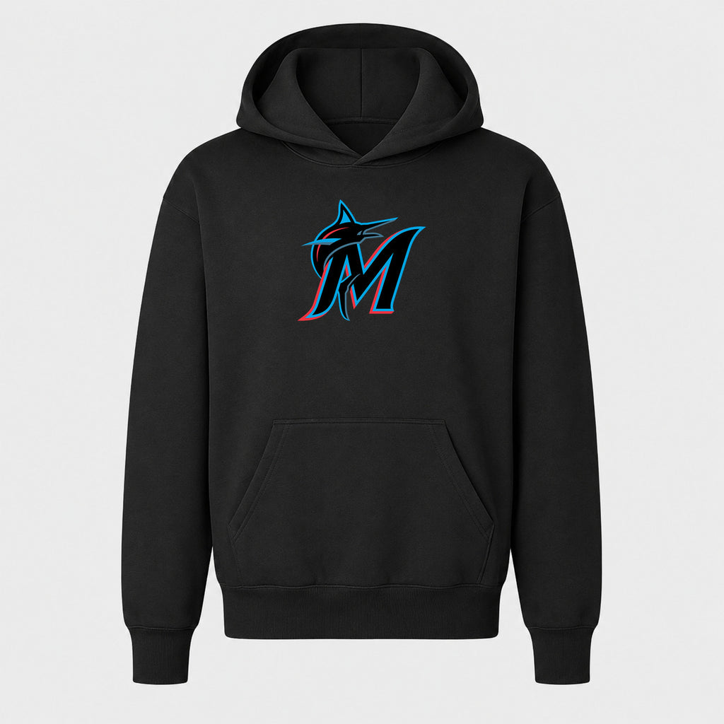 Youth Miami Marlins Pullover Hoodie - Black