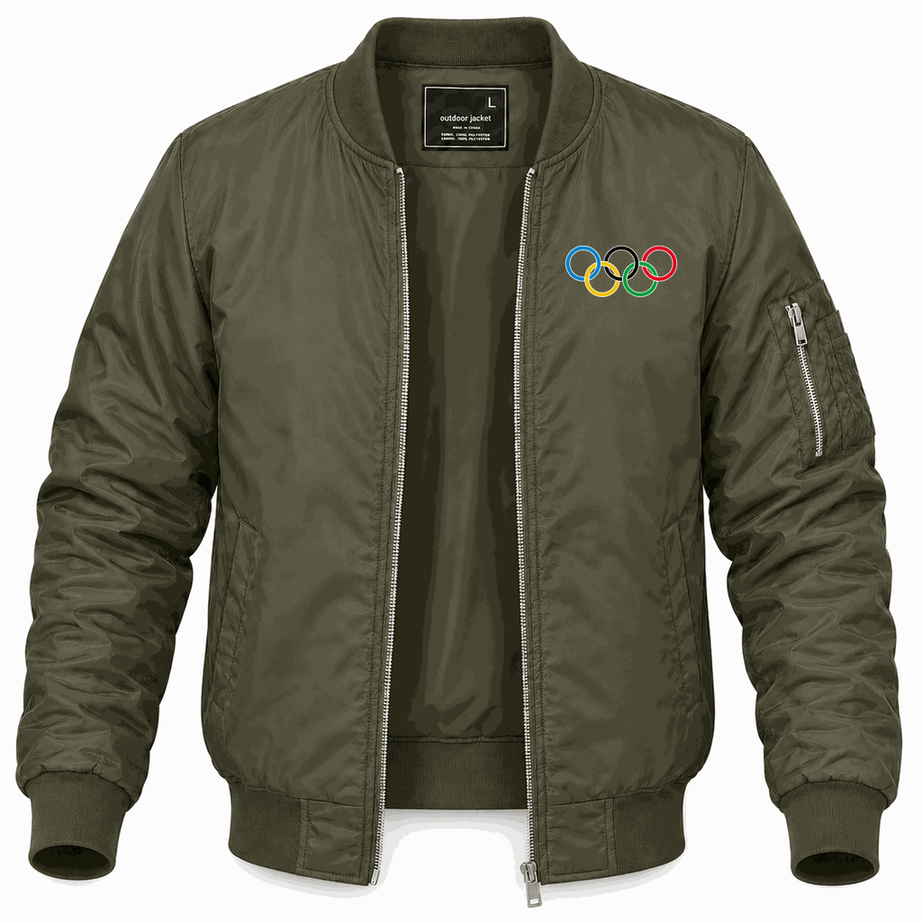 Men's Olympic Ring BK logo Lightweight Bomber Jacket - Army Green