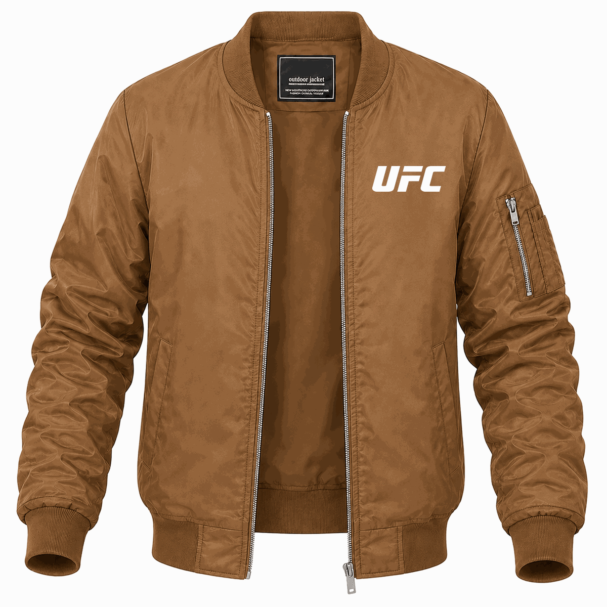 Men's UFC White Logo Lightweight Bomber Jacket - Brown