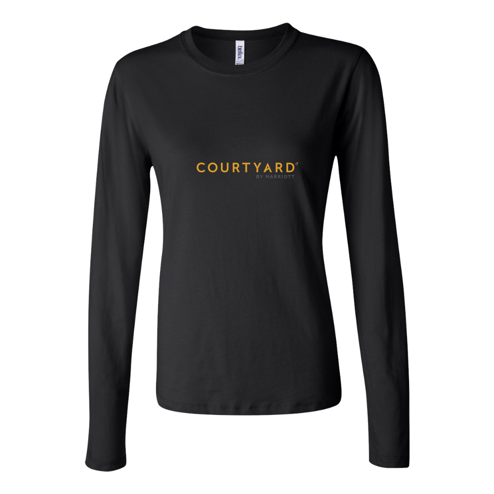 Women's Courtyard logo 1536x864 Long Sleeve T-Shirt - Black
