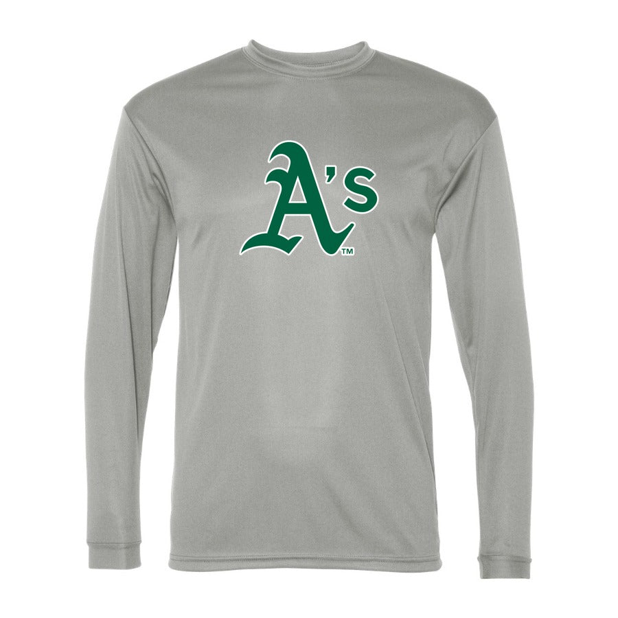 Men's Oakland Athletics Polyester Long Sleeve T-Shirt - Gray