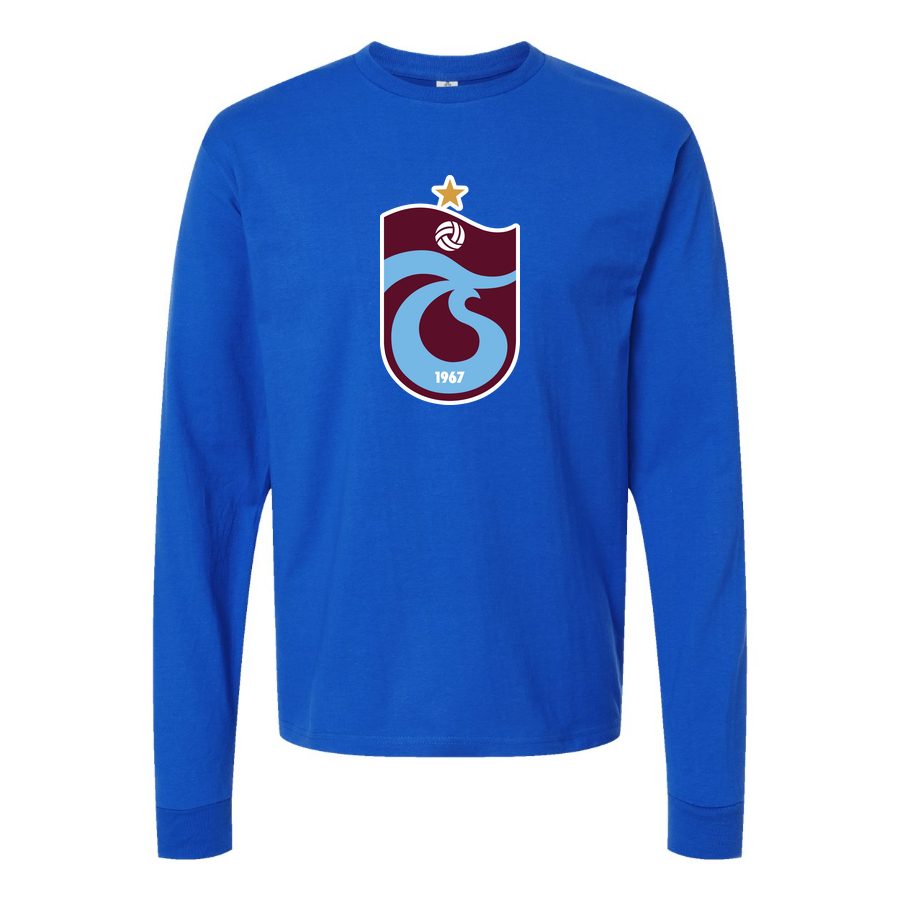 Men's Trabzonspor Soccer Logo Long sleeves Cotton Blend T-Shirt - Blue