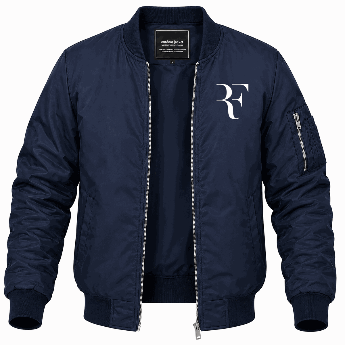 Men's Roger Federer logo white Lightweight Bomber Jacket - Navy
