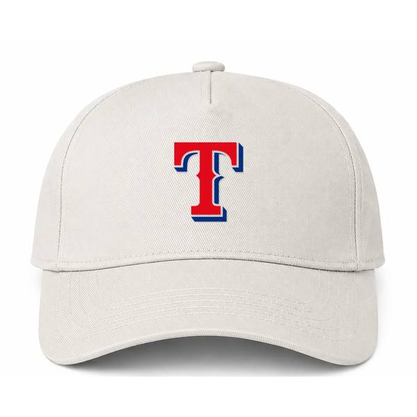 Texas Rangers MLB Logo Beige Dad Baseball Cap Hat