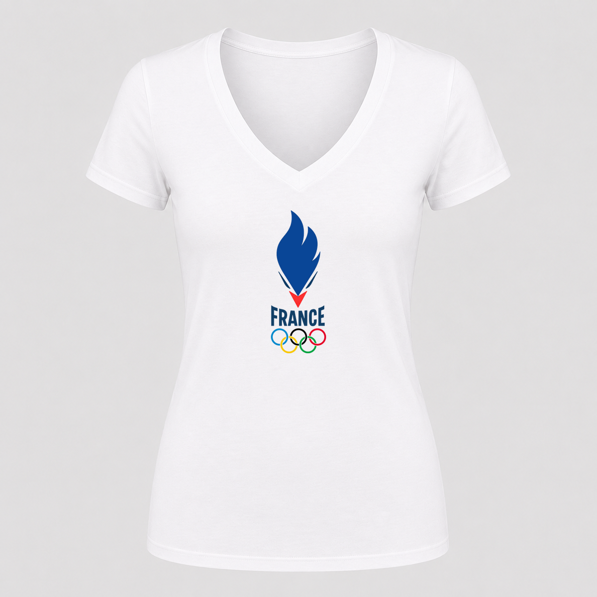 Women's France 2024 V Neck T-Shirt in white