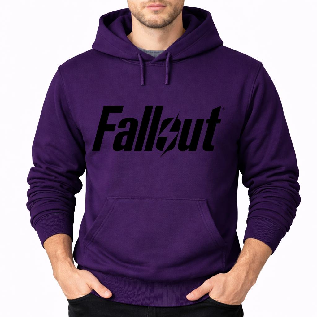 Men's Fallout Black Pullover Hoodie - Purple