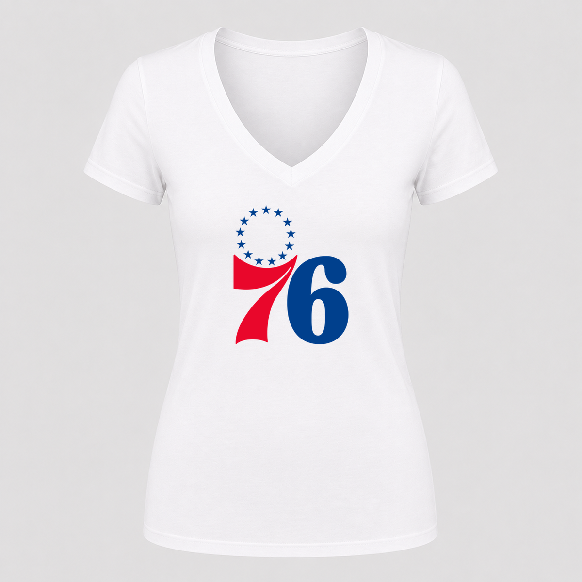 Women's Philadelphia 76ers V Neck T-Shirt in white