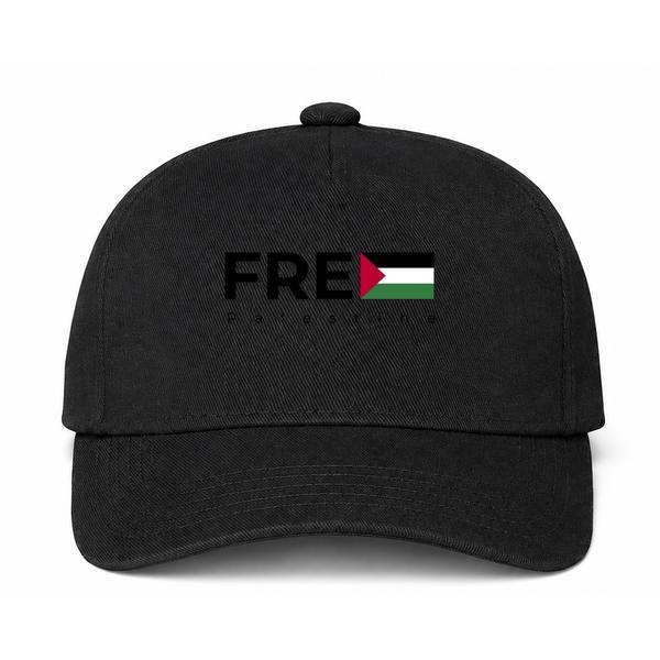 Free Palestine Black Logo Black Dad Baseball Cap Hat