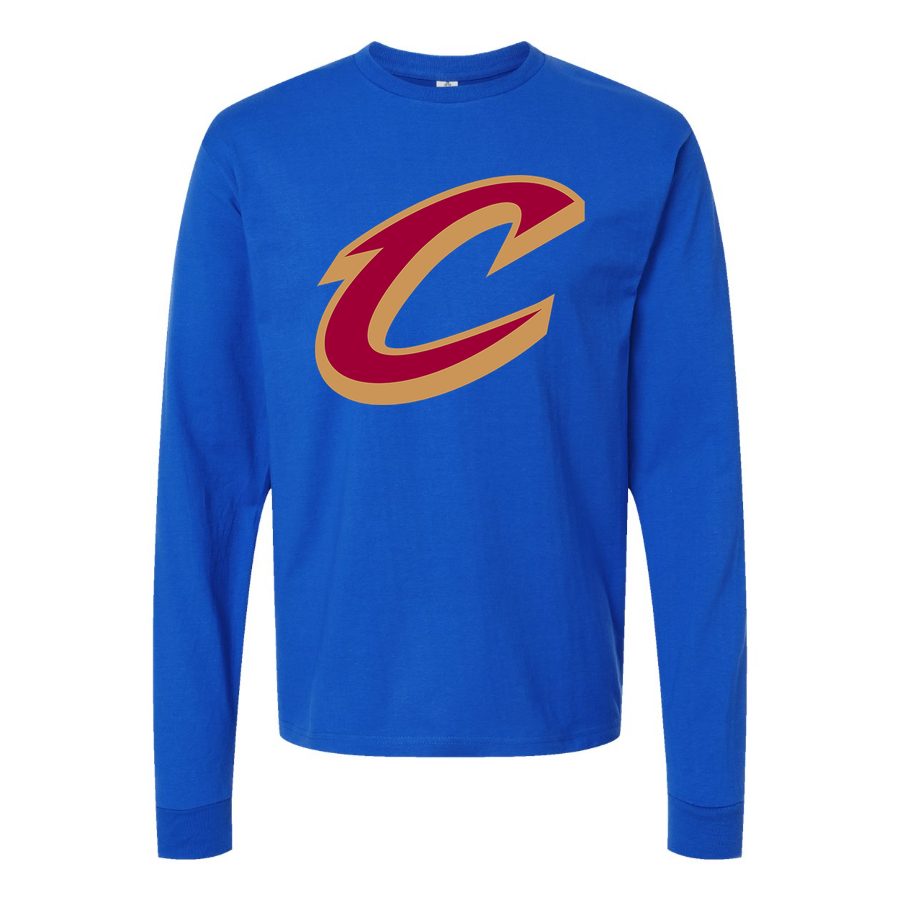 Men's Cleveland Cavaliers Long sleeves Cotton Blend T-Shirt - Blue