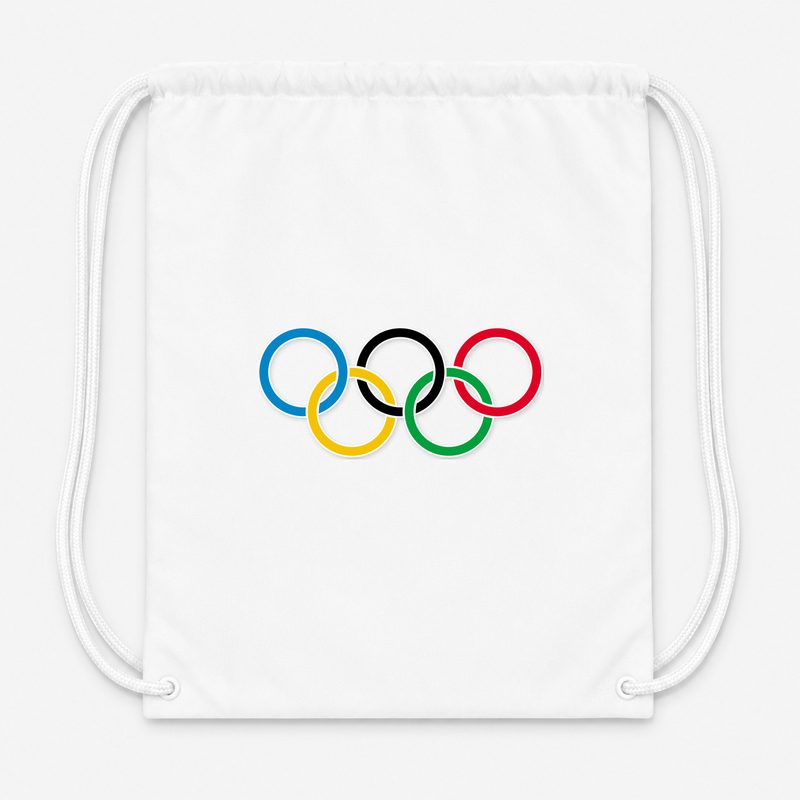 Olympic Ring BK Drawstring Bag - White