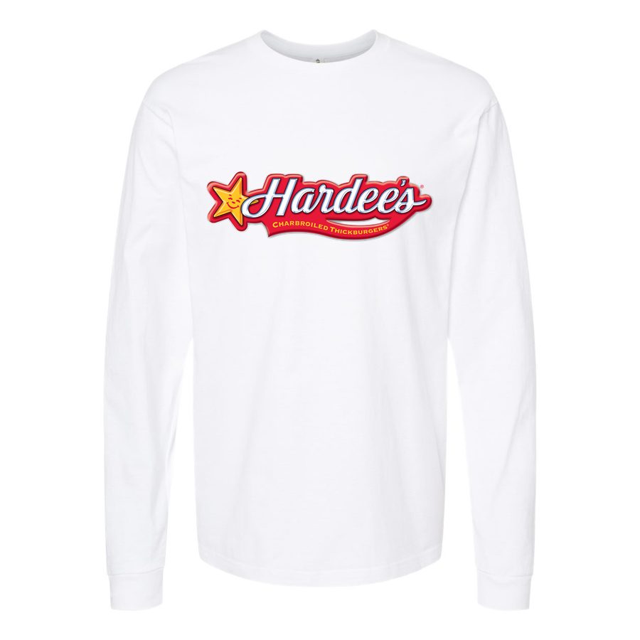 Men's Hardees-Logo-2006 Long sleeves Cotton Blend T-Shirt - White