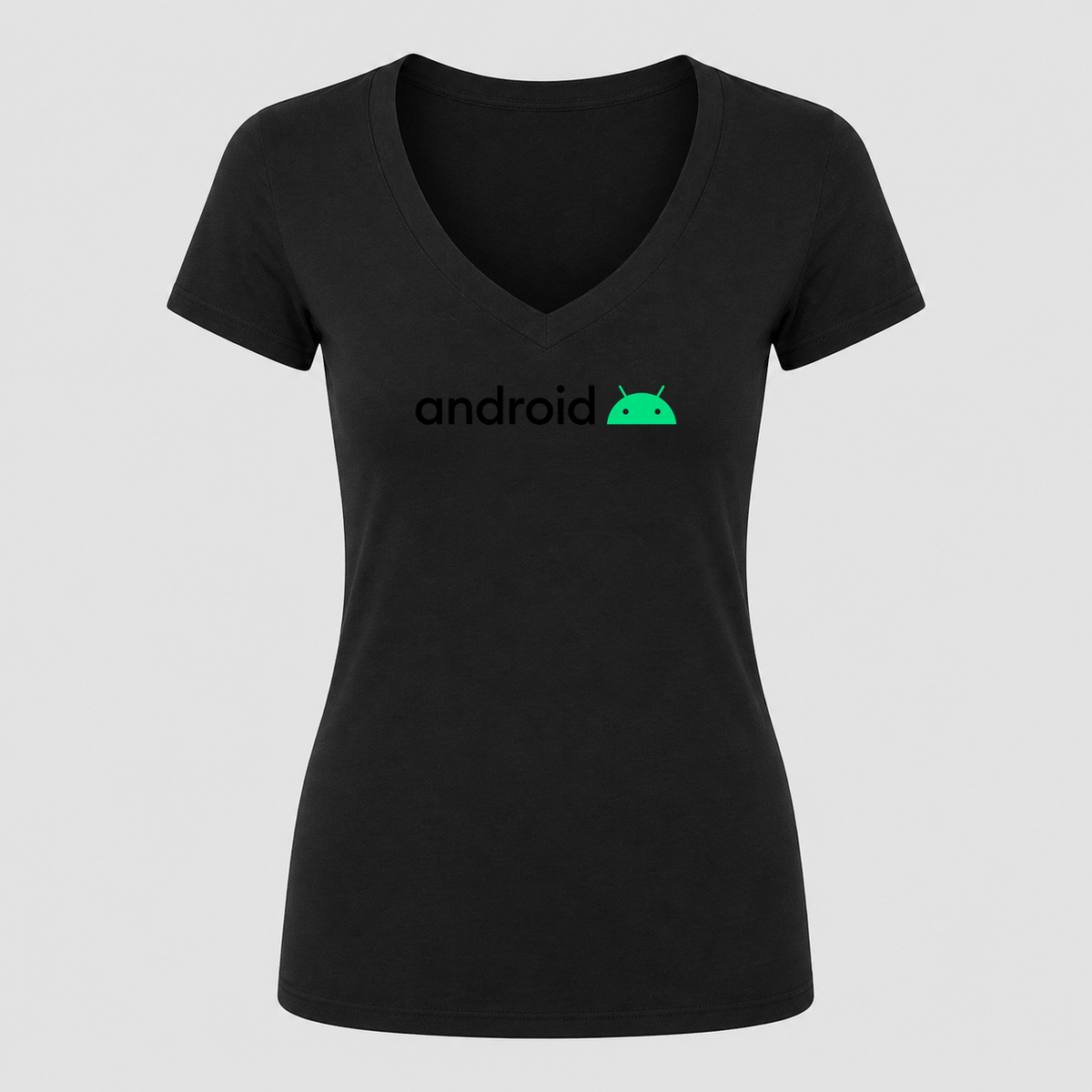 Women's Android V Neck T-Shirt in black