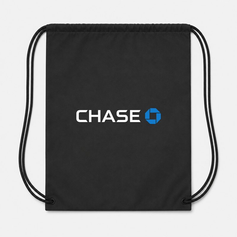 Chase White Drawstring Bag - Black