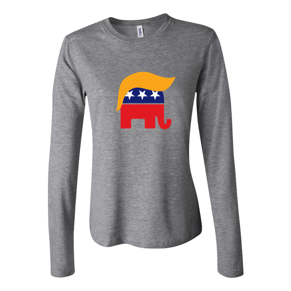 Women's donald trump hair gop elephant logo wall sticker r6fb7e6cf844845ccb4e2a66abb61a58c kouf2 8byvr 644 Long Sleeve T-Shirt - Gray