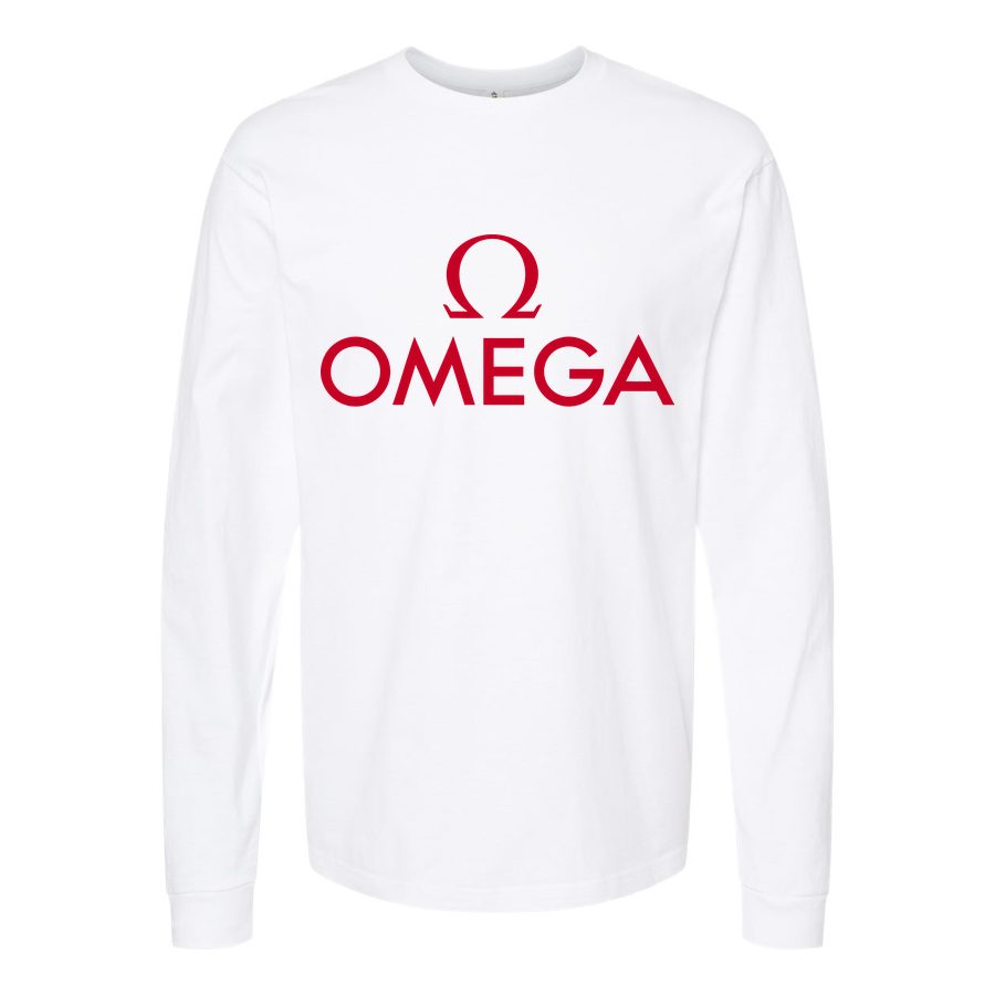 Men's Omega Logo Long sleeves Cotton Blend T-Shirt - White