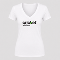 Women's Cricket Wireless V Neck T-Shirt in white