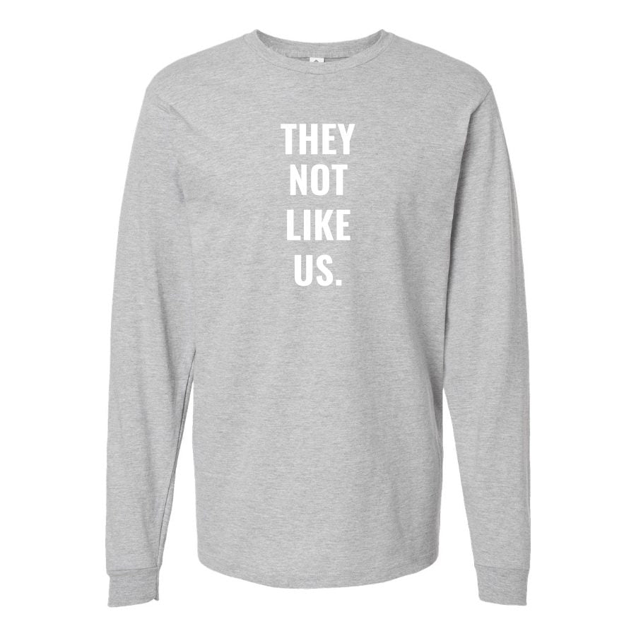 Men's They not like us Long sleeves Cotton Blend T-Shirt - Gray