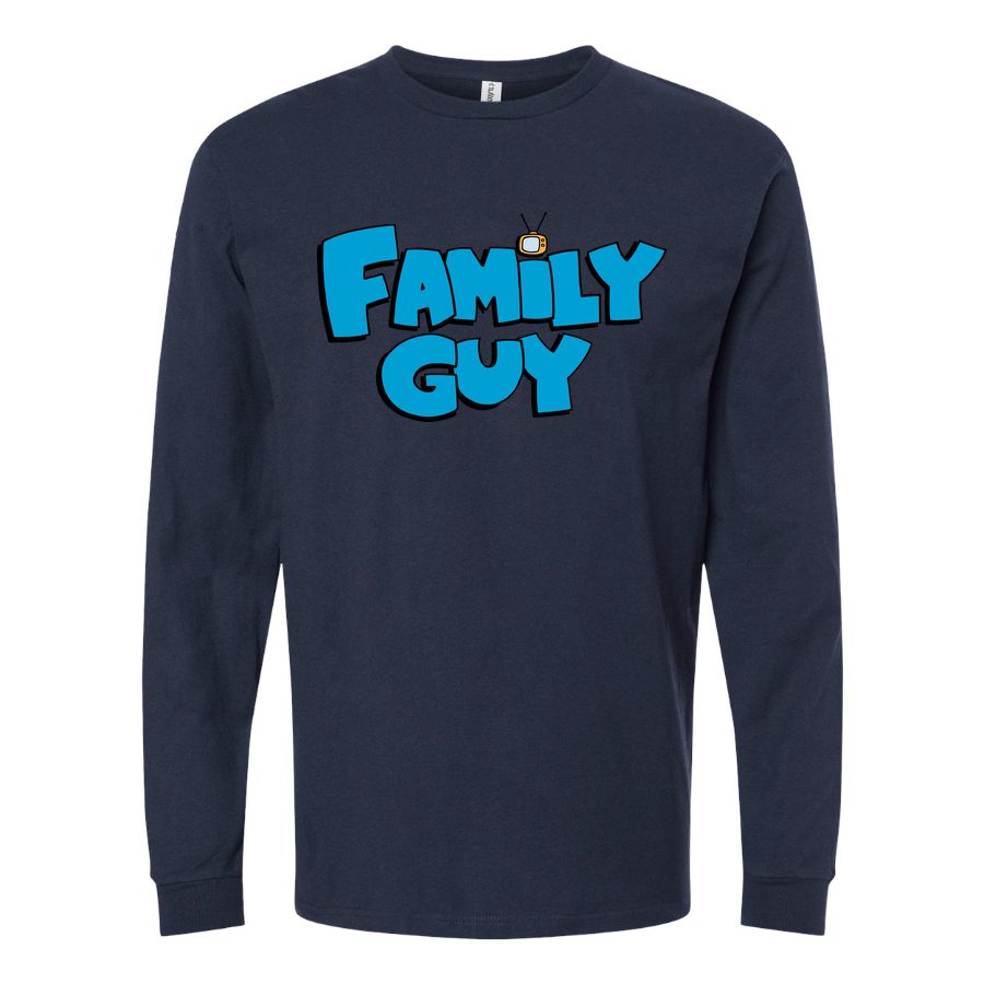 Men's Family Guy logo PNG1 Long sleeves Cotton Blend T-Shirt - Navy