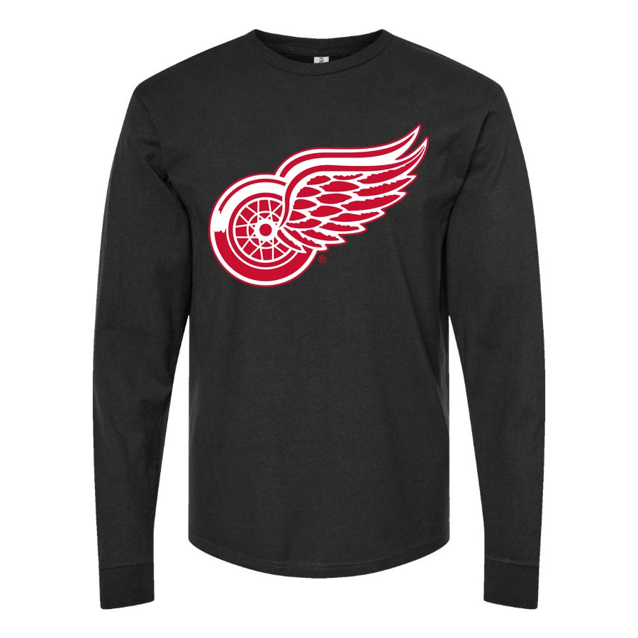 Men's Detroit Red Wings Long sleeves Cotton Blend T-Shirt - Black