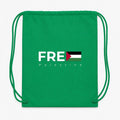 Free Palestine White Drawstring Bag - Green