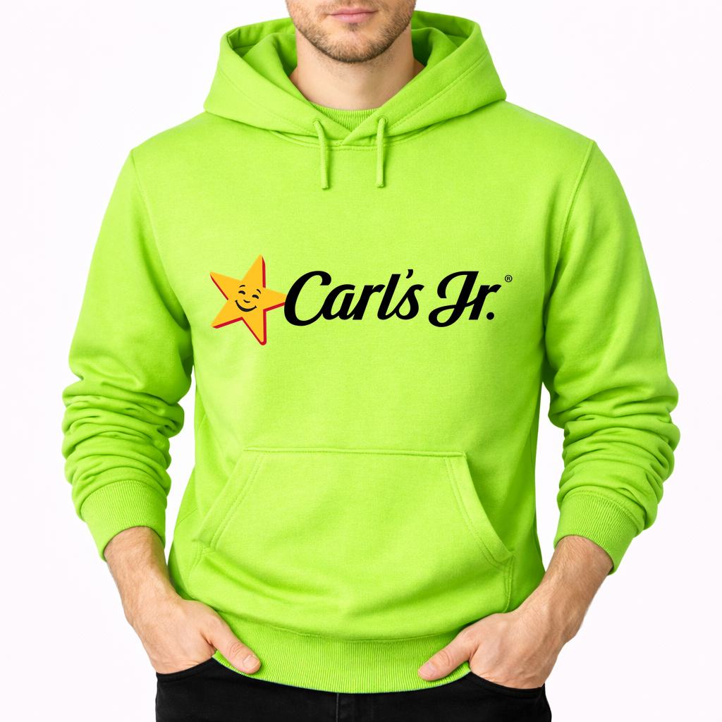 Men's Carl's Jr. Pullover Hoodie - Lime green