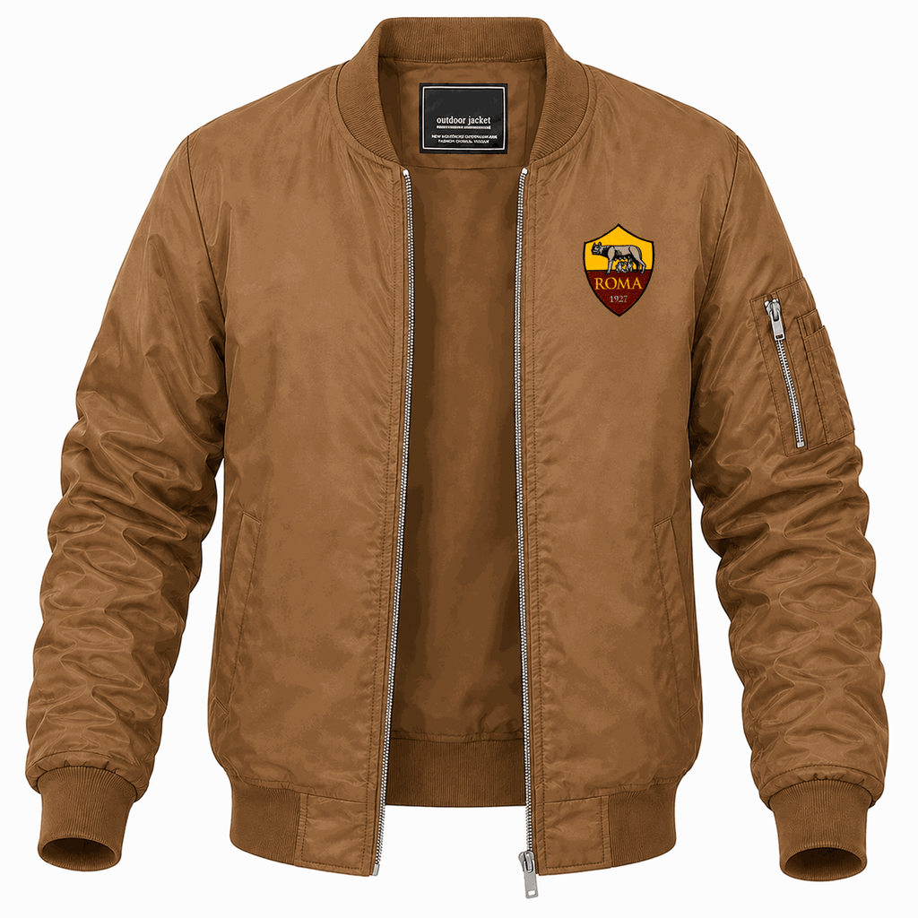 Men's AS Roma FC Lightweight Bomber Jacket - Brown